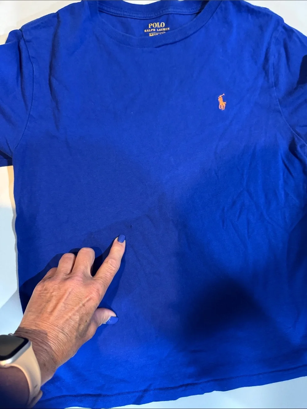 Ralph Lauren Kids Bright Blue Crewneck Tee with Orange Pony
